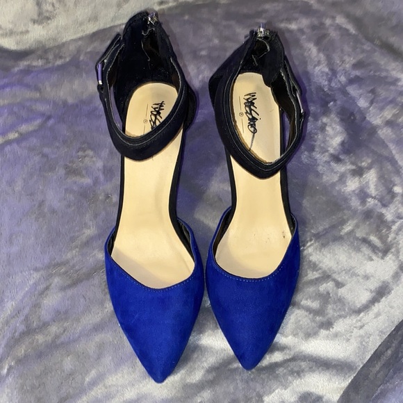 Mossimo size 71/2 Royal blue and black 3” pumps. Ankle strap and zippered heel. - Picture 2 of 10